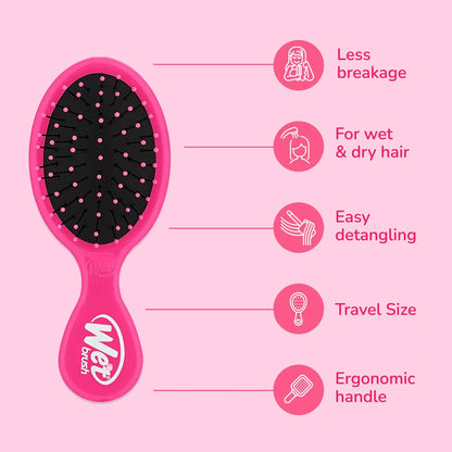 Wet Brush Mini Detangler Hair Brush, Purple, Detangling Travel Hairbrush, Ultra-Soft IntelliFlex Bristles Glide Through Tangles with Ease, Pain-Free, All Hair Types (2 Pack)