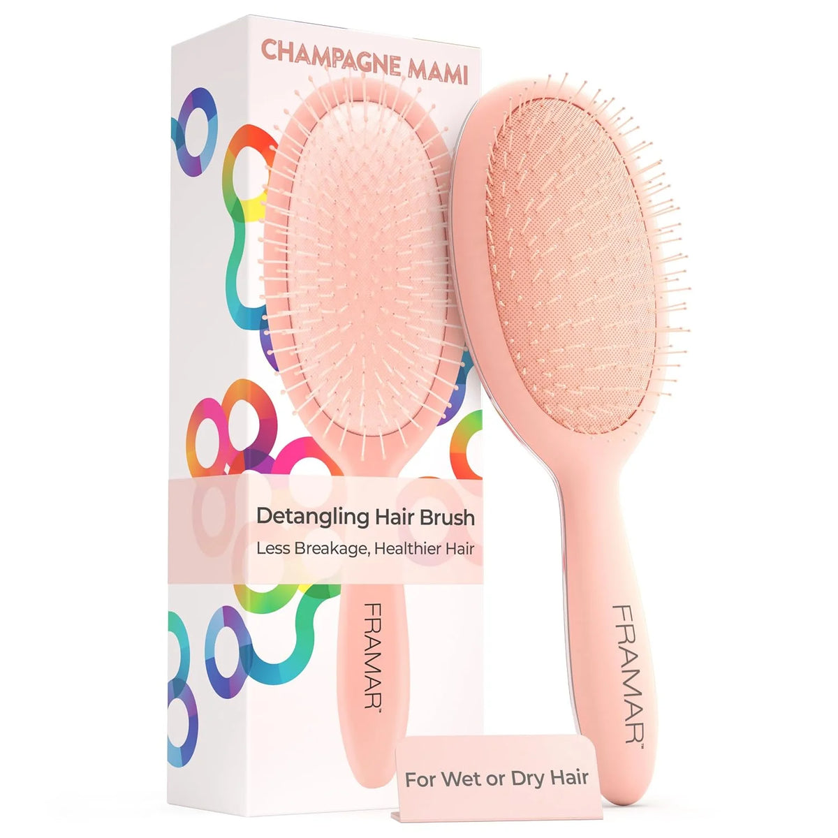 FRAMAR Checkered Hair Brush Detangler, Wet Hair Brushes For Women – Pink