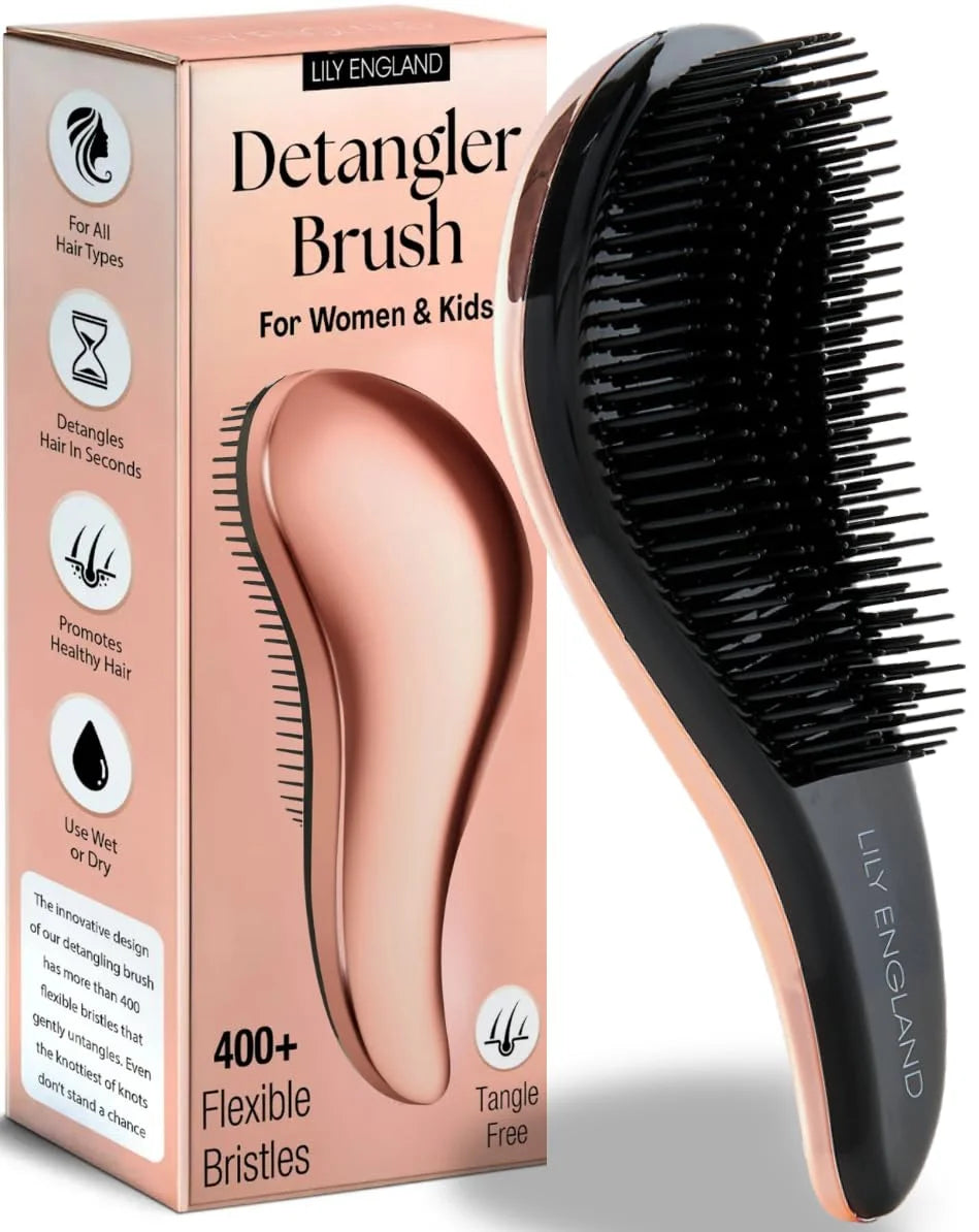 Hair Brush & Beard Detangler Brush - Unisex Detangling Brush for Men, Black