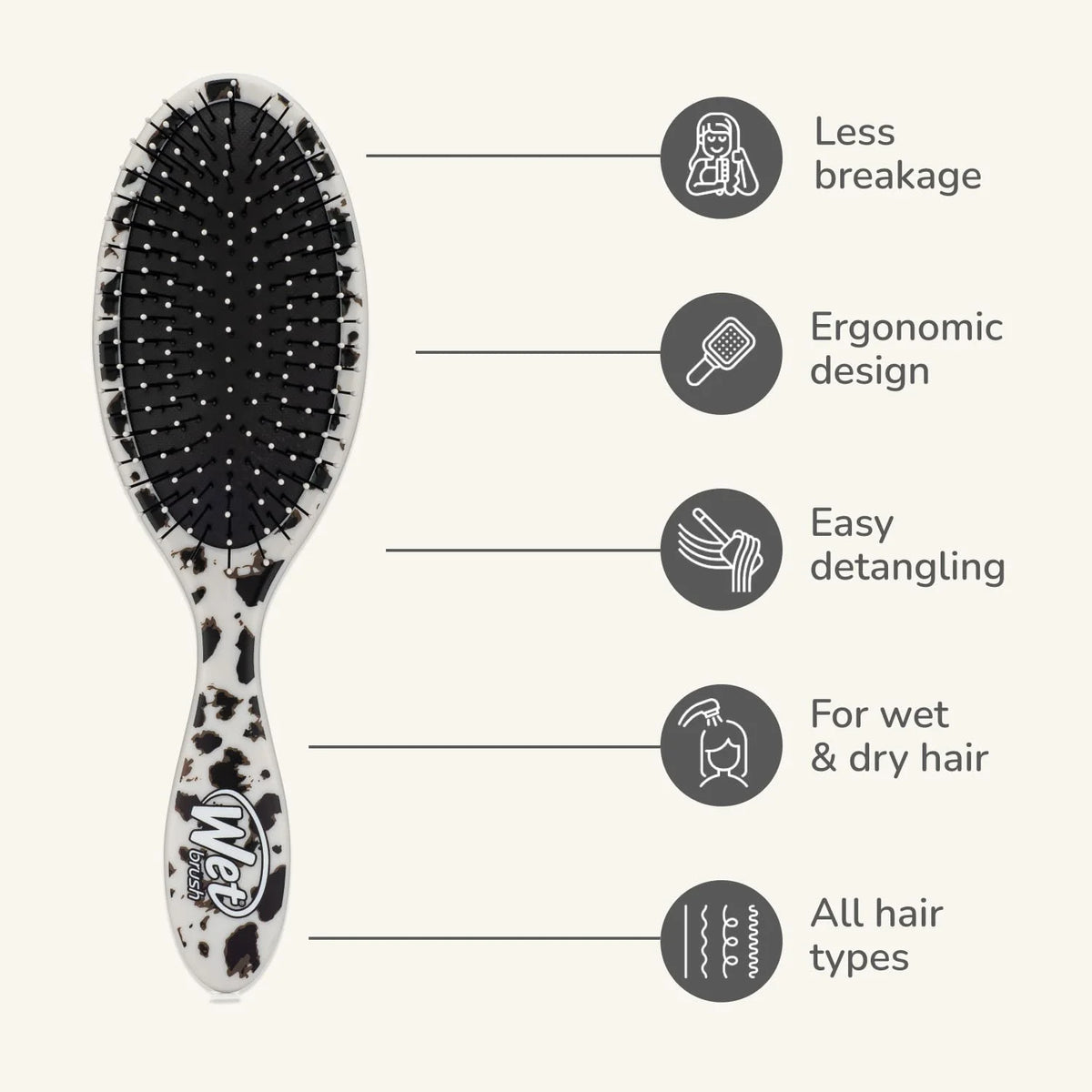 Wet Brush Original Detangler Hair Brush, Hipster Sketch, Ultra-Soft IntelliFlex Bristles, Detangling Bristles Glide Through Tangles (Wet & Dry Hair), Women & Men