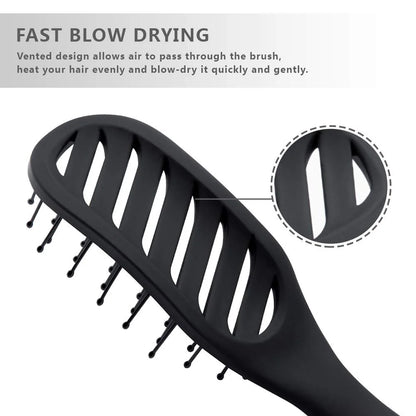 Vented Styling Brush with Ball-Tipped Bristles for Blow Drying Wet, Short, Curly, or Straight Hair for Men and Women (Black)