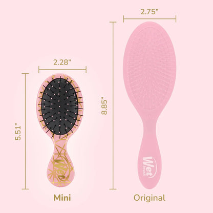 Wet Brush Mini Detangler Hair Brush - Jade Geo, Detangling Travel Hairbrush, Ultra-Soft IntelliFlex Bristles Glide Through Tangles with Ease, Pain-Free, All Hair Types