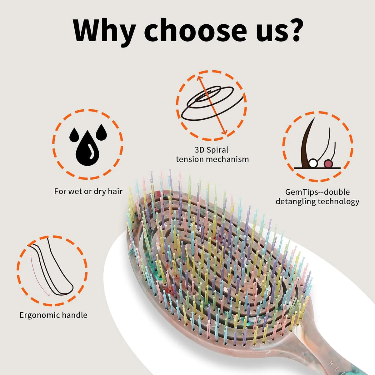 Detangling Wet Hair Brush for Thin or Straight Hair Wet or Dry,Star
