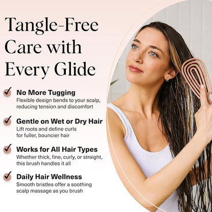 Kitsch Flexi Flow Detangler Brush, Hair Brushes For Women - Terracotta