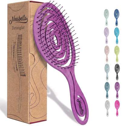 Ninabella Detangler Brush - No Tangle Hair Brush for Women, Fine, Thick and Long Hair - Hairbrush for Wet and Dry Hair, Gentle on the Scalp - Light Blue