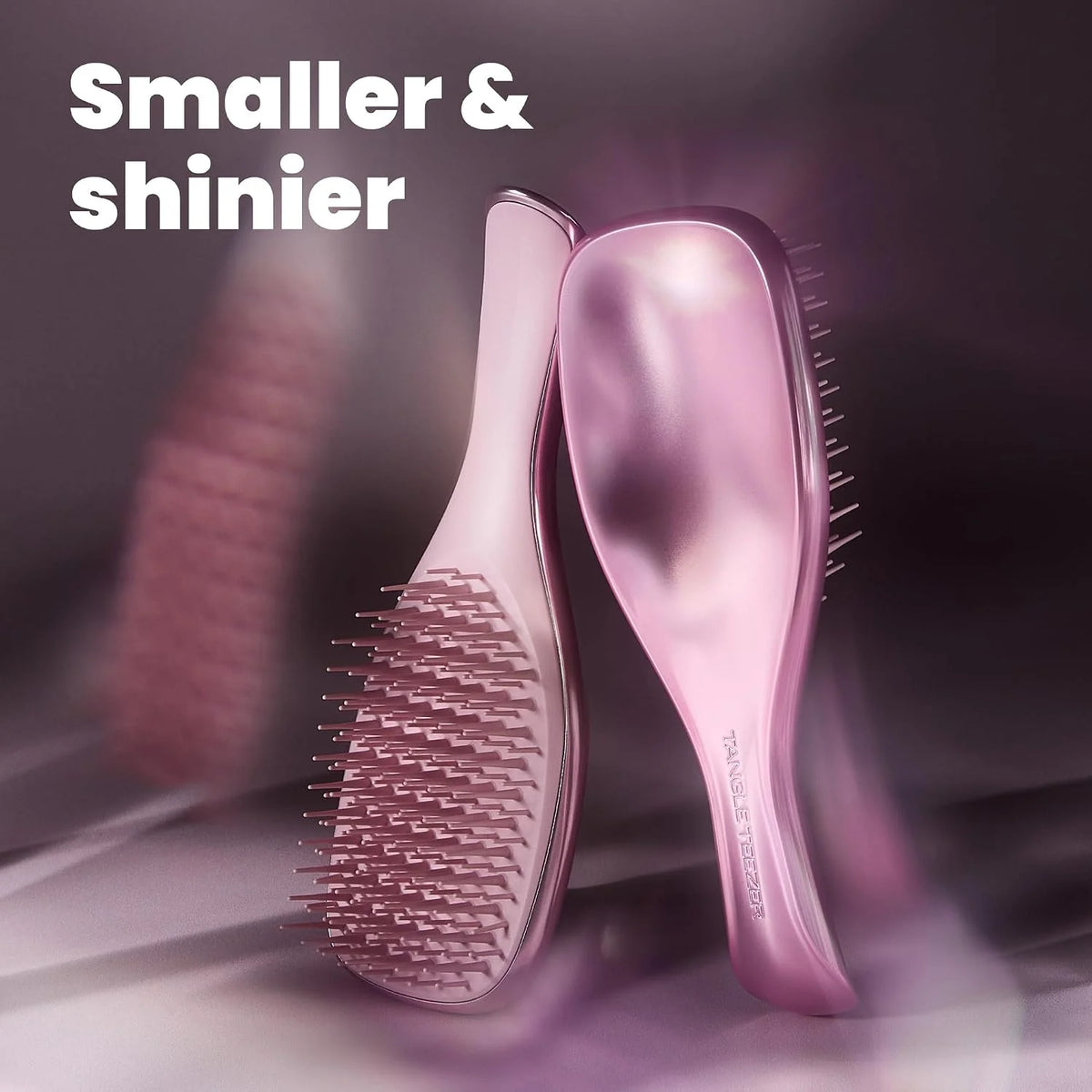 Tangle Teezer Chrome Detangler Mini Hair Brush, Straight to Curly, Pink