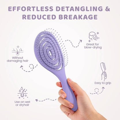 SHINLEA Hair Brush, Detangle Anti Tangle Brush, Spiral Hairbrush for Wet & Dry Hair, Women, Men, Kids, Glide Through Tangles For All Hair Types, Green