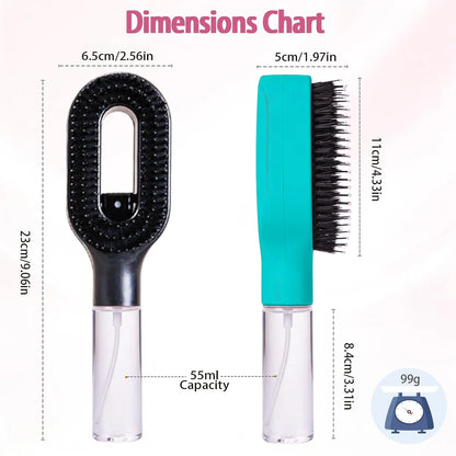 Hair Brush with Water Spray - 2-in-1 Detangler Brush for Frizz Control