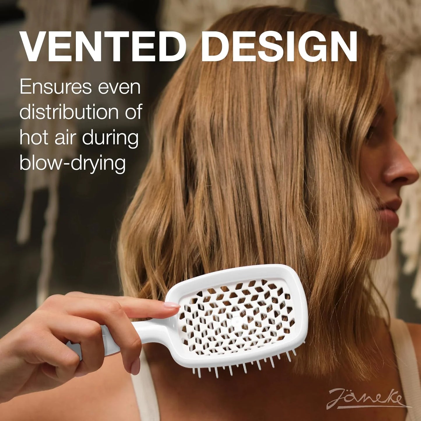 Janeke J-Brush Detangling Comb for Curly and Wavy Hair – Wide Tooth J-Shape Brush for Wet and Dry Use – Anti-Frizz, Lightweight and Gentle on Scalp – Made in Italy Professional Styling Tool (Black)