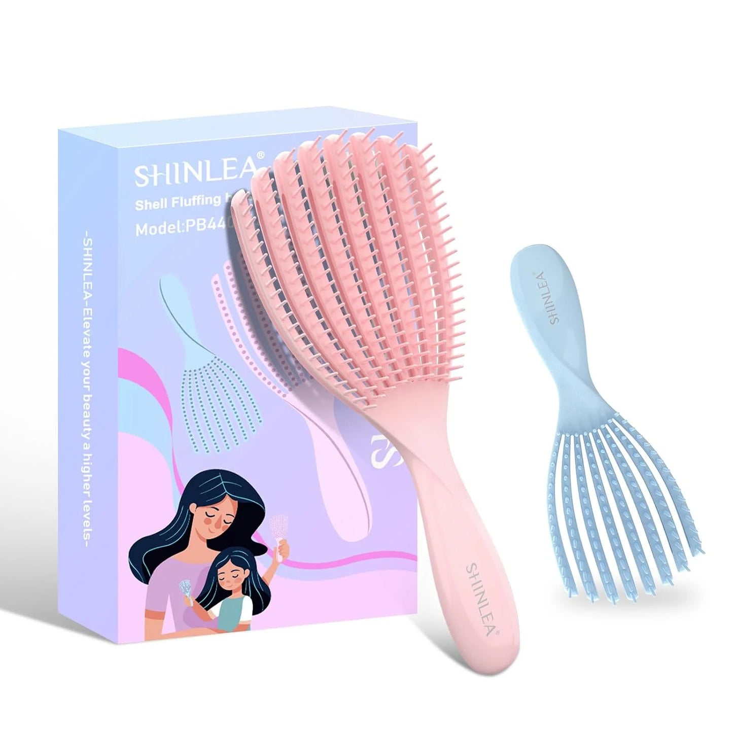 SHINLEA Detangler Brush for Curly Hair, Wet Dry Detangling Hair Brush for Thick Thin Wavy Hair, Gentle Detangle Hairbrush Reduces Breakage for Women Men Kids (Purple)