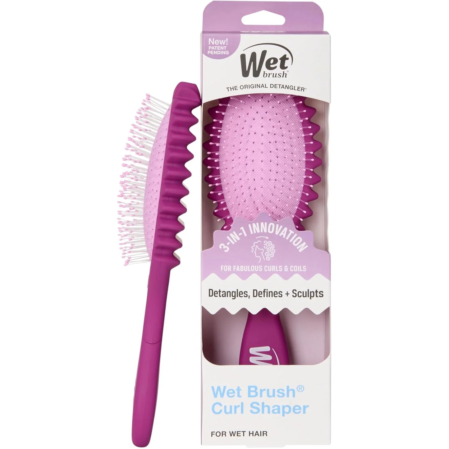 Wet Brush Curl Shaper Detangler Brush, Pink, Made for Women, Men & Kids