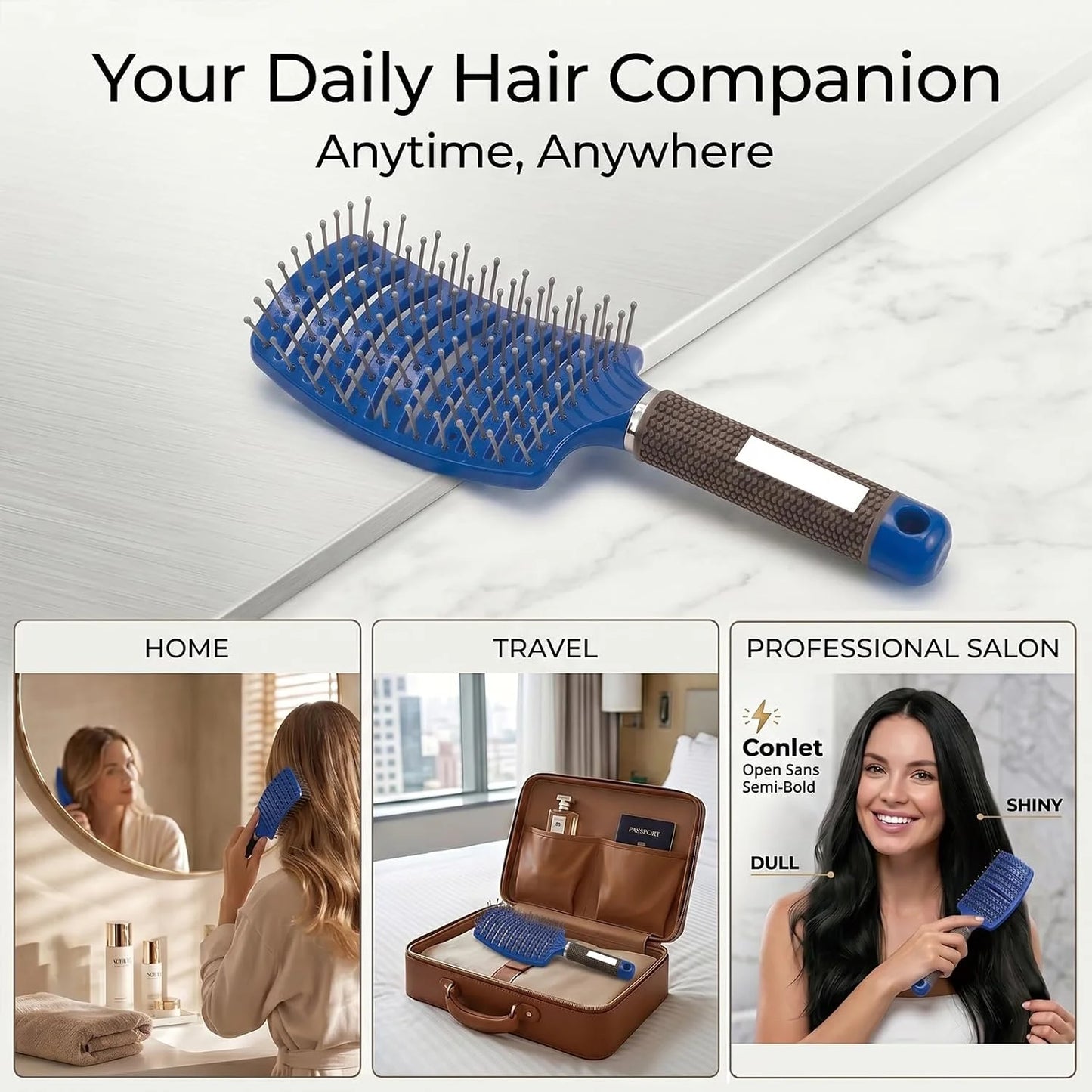 Curved Vented Hair Brush,Detangler Brush Faster Blow Drying for Women, Men