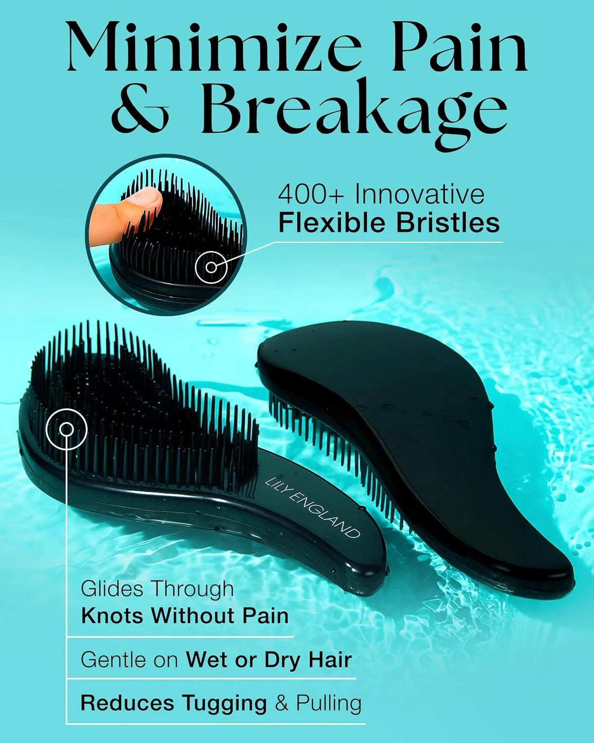 Hair Brush & Beard Detangler Brush - Unisex Detangling Brush for Men, Black