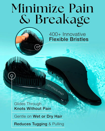 Hair Brush & Beard Detangler Brush - Unisex Detangling Brush for Men, Black