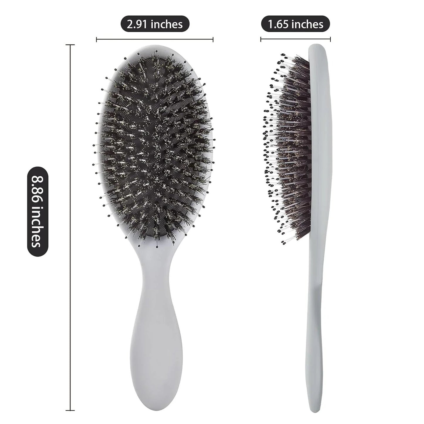 Boar Bristles Hair Brush for Women and Men, Detangling Hair Brush for Smoothing Massage Add Shine, Nylon&Boar Bristles Detangler brush for Hair Healthy (1 Pack-MintGreen)