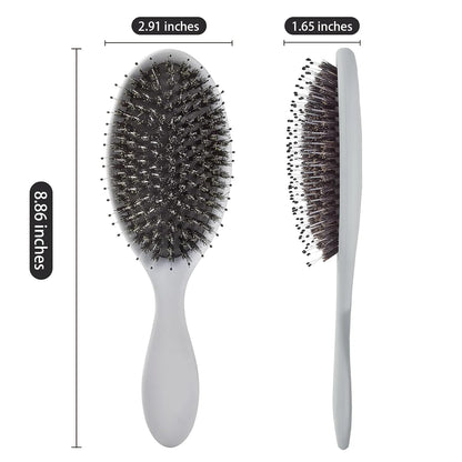 Boar Bristles Hair Brush for Women and Men, Detangling Hair Brush for Smoothing Massage Add Shine, Nylon&Boar Bristles Detangler brush for Hair Healthy (1 Pack-MintGreen)
