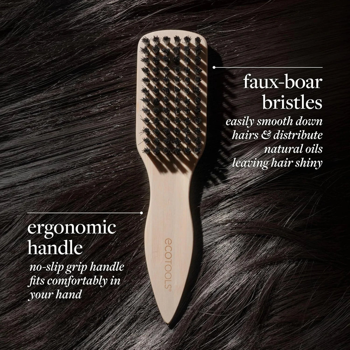 EcoTools Slick Back Hairbrush, Small Brush for Ponytail or Bun, 1 Count
