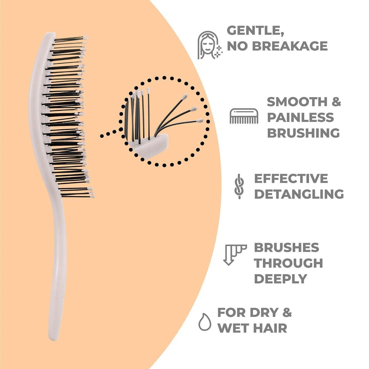 Ninabella Detangler Brush - No Tangle Hair Brush for Women, Fine, Thick and Long Hair - Hairbrush for Wet and Dry Hair, Gentle on the Scalp - Light Blue