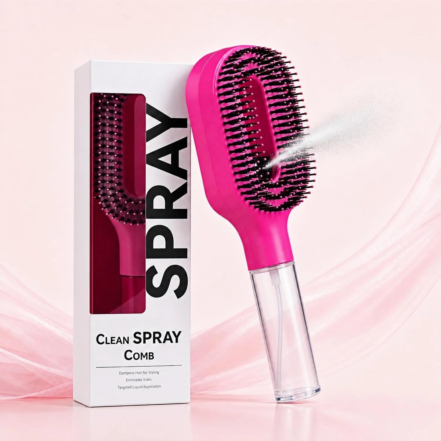 2-in-1 Hair Brush with Water Spray Mister, Fine Mist Spray Brush for Hair Detangling Wet & Dry, Liquid Spraying Hairbrush for Curly Thick Hair & Kids (Sky Blue)