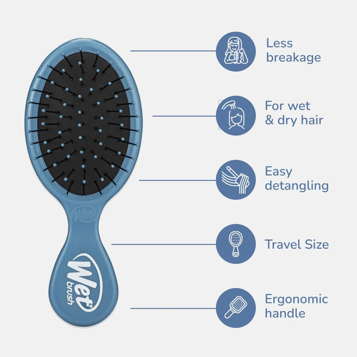 Wet Brush Mini Detangler Hair Brush, Purple, Detangling Travel Hairbrush, Ultra-Soft IntelliFlex Bristles Glide Through Tangles with Ease, Pain-Free, All Hair Types (2 Pack)