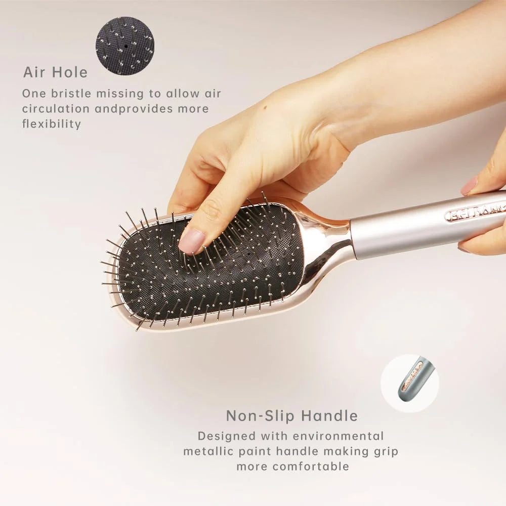 Melbang Hair Brush for Thick Curly Thin Long Short Wet or Dry Hair Adds Shine and Makes Hair Smooth Hair Comb Paddle Hair Brush for Men Women Kid (Silver)