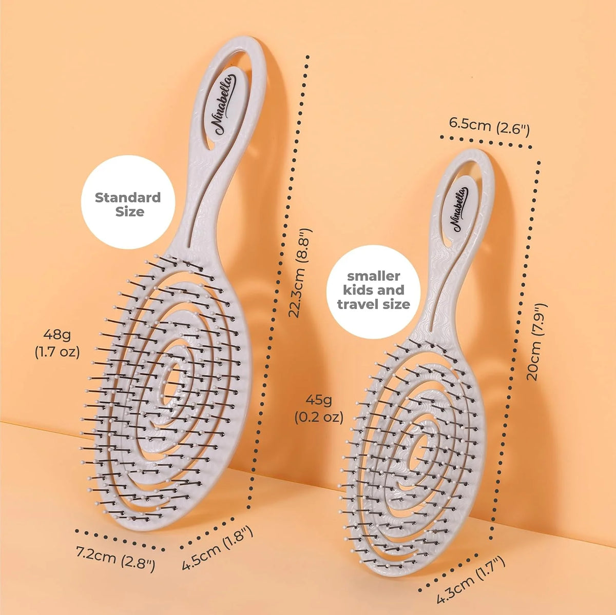 Ninabella Detangler Brush - No Tangle Hair Brush for Women, Fine, Thick and Long Hair - Hairbrush for Wet and Dry Hair, Gentle on the Scalp - Light Blue