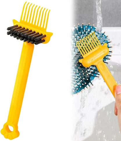 2-in-1 Hair Brush Cleaner Tool, Effortlessly Removes Hair & Dust from Combs, Mini Cleaning Rake with Pick & Bristles for Home and Salon Use (Green)