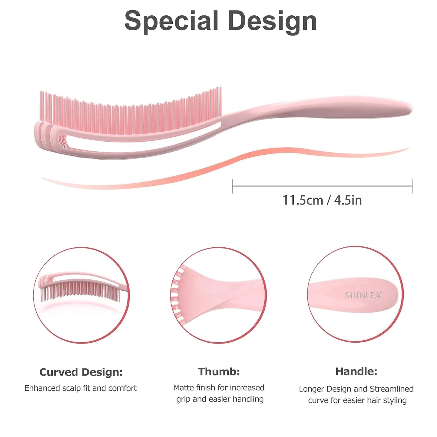 SHINLEA Detangler Brush for Curly Hair, Wet Dry Detangling Hair Brush for Thick Thin Wavy Hair, Gentle Detangle Hairbrush Reduces Breakage for Women Men Kids (Purple)
