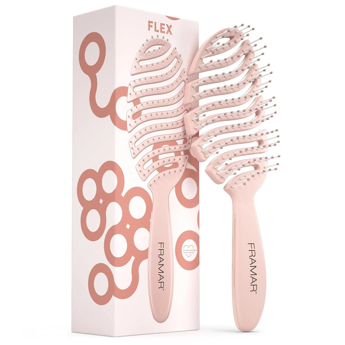 FRAMAR Vented Pink Hair Brush For Women, Flex Brush With Bendable Frame