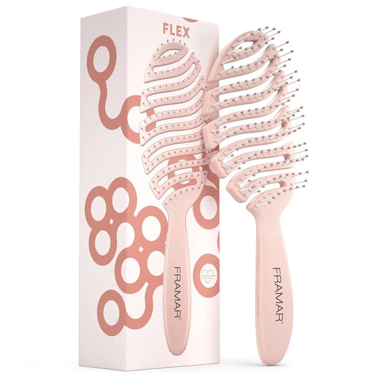 FRAMAR Vented Pink Hair Brush For Women, Flex Brush With Bendable Frame
