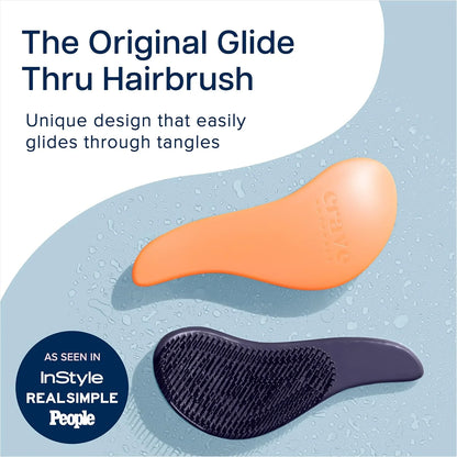 Crave Naturals Biggie Glide Thru Hair Brush - Detangler Brush for Curly, Straight, Wet or Dry Hair - Gentle Detangling Brushes for Adults, Kids, Toddlers - Hair Accessories for Women, 8.4x3.4" - Black