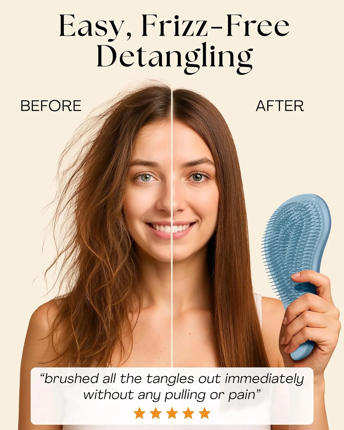 Hair Brush & Beard Detangler Brush - Unisex Detangling Brush for Men, Black