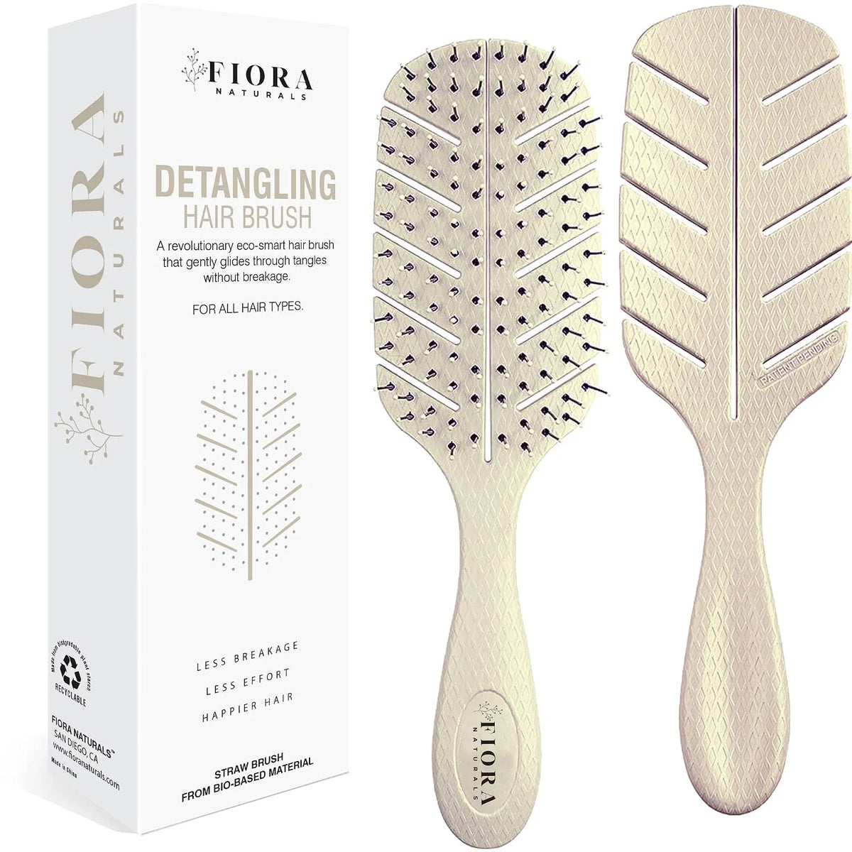 Fiora Naturals Detangler Brush for Wet and Dry Hair, Soft Detangling Brush
