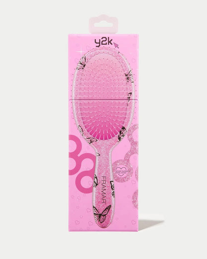 FRAMAR Checkered Hair Brush Detangler, Wet Hair Brushes For Women – Pink