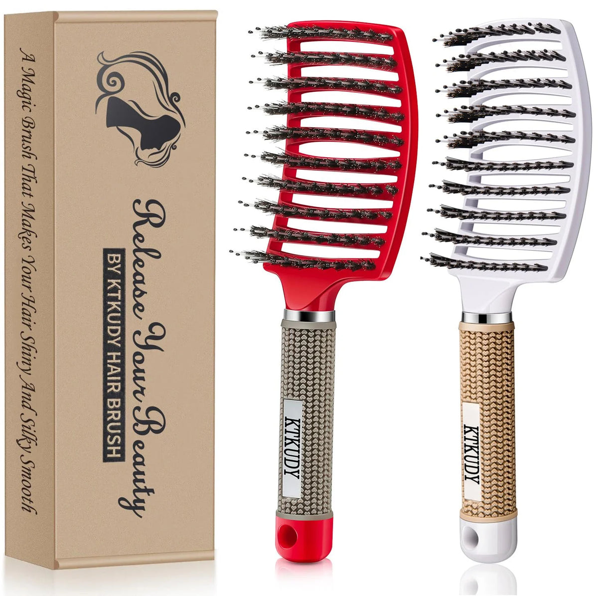 2 Pack Detangling Brushes for Women & Kids, Wet & Dry Hair, All Hair Types