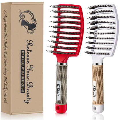 2 Pack Detangling Brushes for Women & Kids, Wet & Dry Hair, All Hair Types