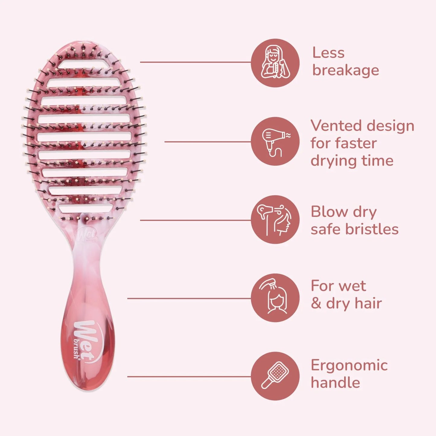 Wet Brush Speed Dry Hair Brush, Orange Crush (Summer Quencher) - Vented Design & Soft HeatFlex Bristles Are Blow Dry Safe - Ergonomic Handle Manages Tangles - Pain-Free Hair Accessories