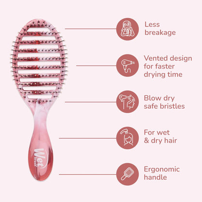 Wet Brush Speed Dry Hair Brush, Orange Crush (Summer Quencher) - Vented Design & Soft HeatFlex Bristles Are Blow Dry Safe - Ergonomic Handle Manages Tangles - Pain-Free Hair Accessories