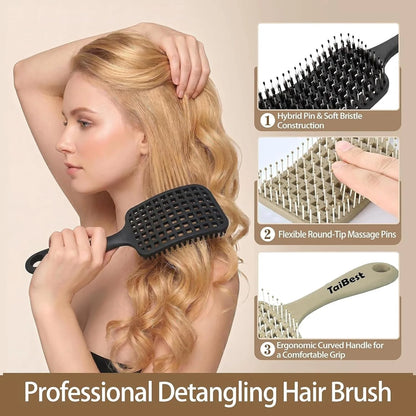 Boar Bristle Hair Brush Set – Wet/Dry Detangler for All Hair Types