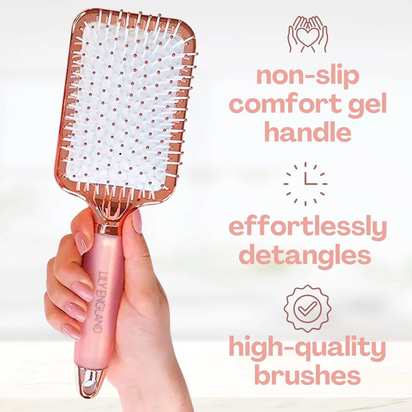 Lily England Paddle Hairbrush for Women - Blow-Drying Hair Brush, Rose