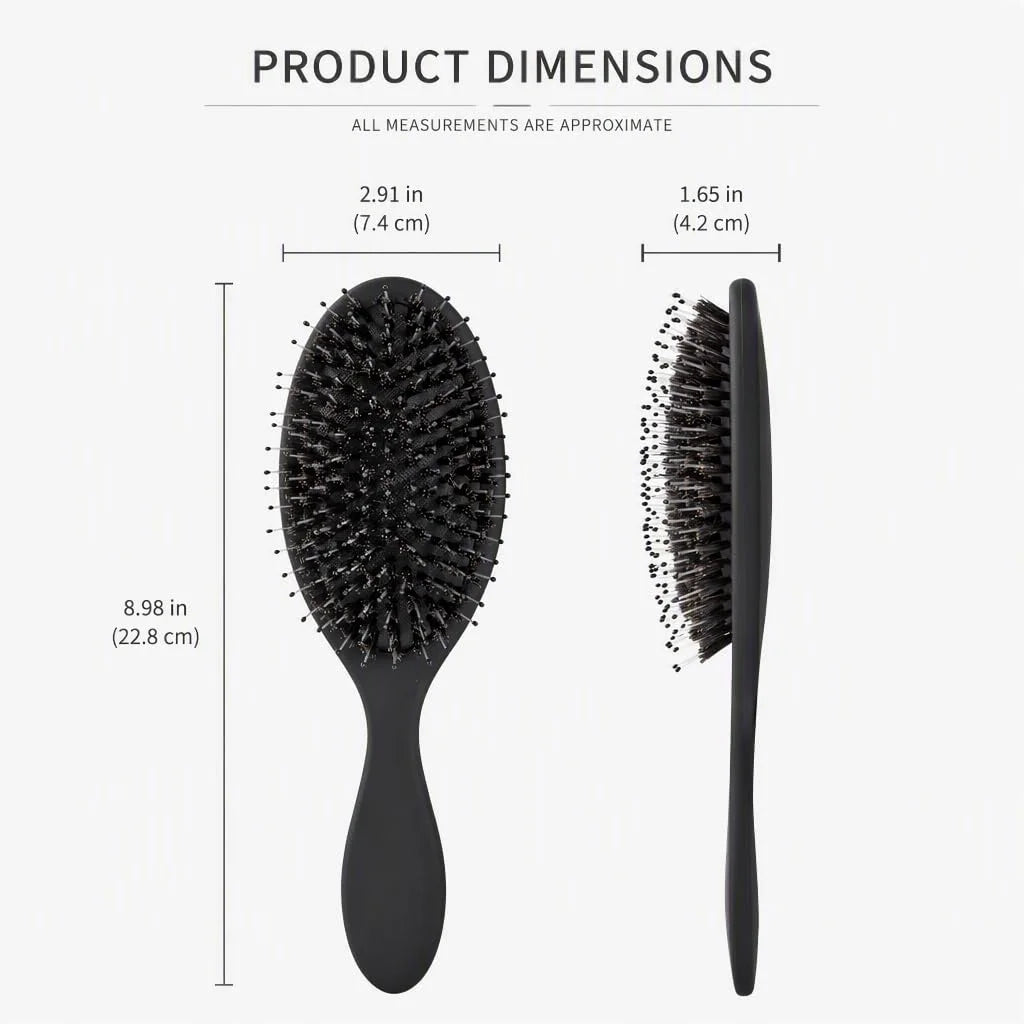 Boar Bristles Hair Brush for Women and Men, Detangling Hair Brush for Smoothing Massage Add Shine, Nylon&Boar Bristles Detangler brush for Hair Healthy (1 Pack-MintGreen)