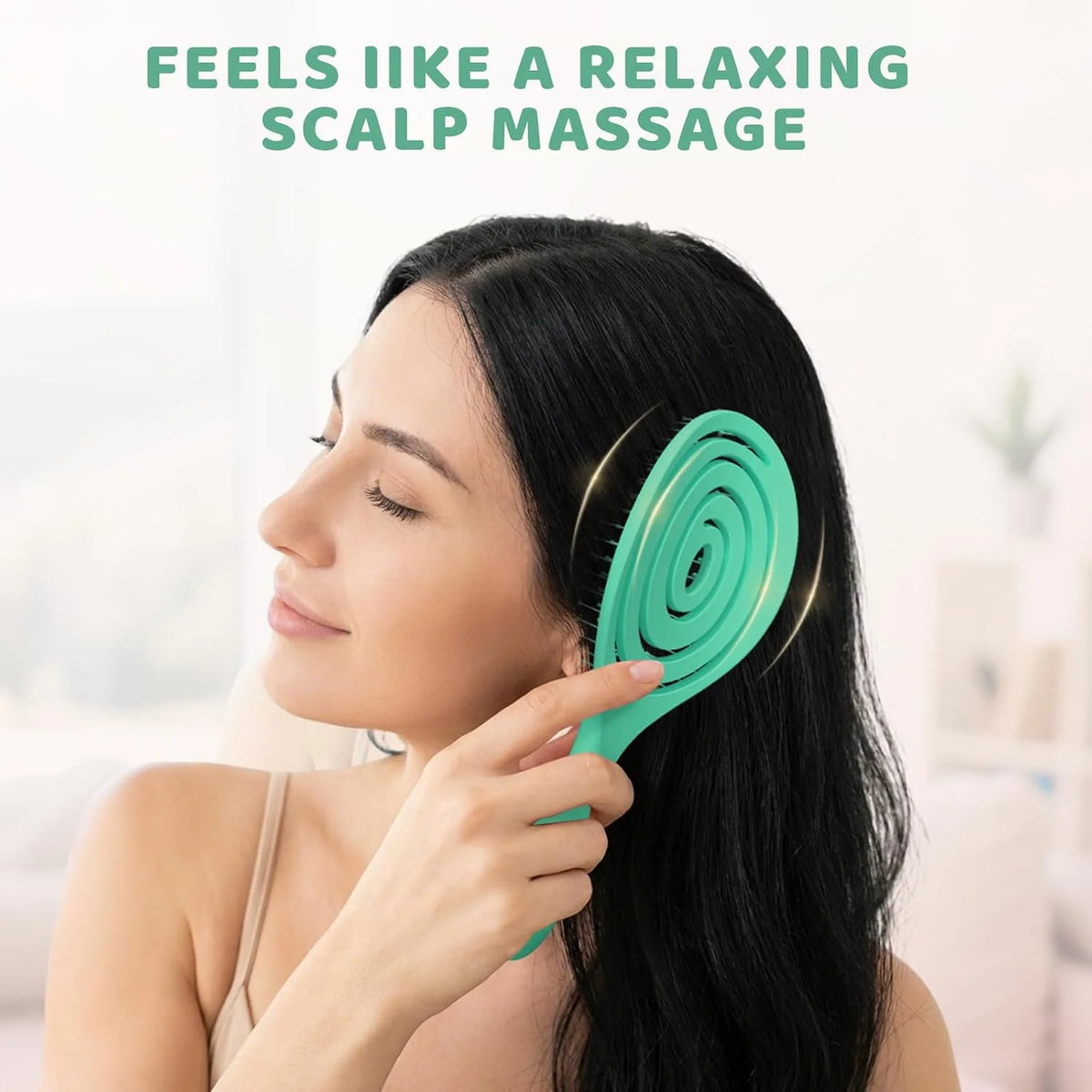 SHINLEA Hair Brush, Detangle Anti Tangle Brush, Spiral Hairbrush for Wet & Dry Hair, Women, Men, Kids, Glide Through Tangles For All Hair Types, Green