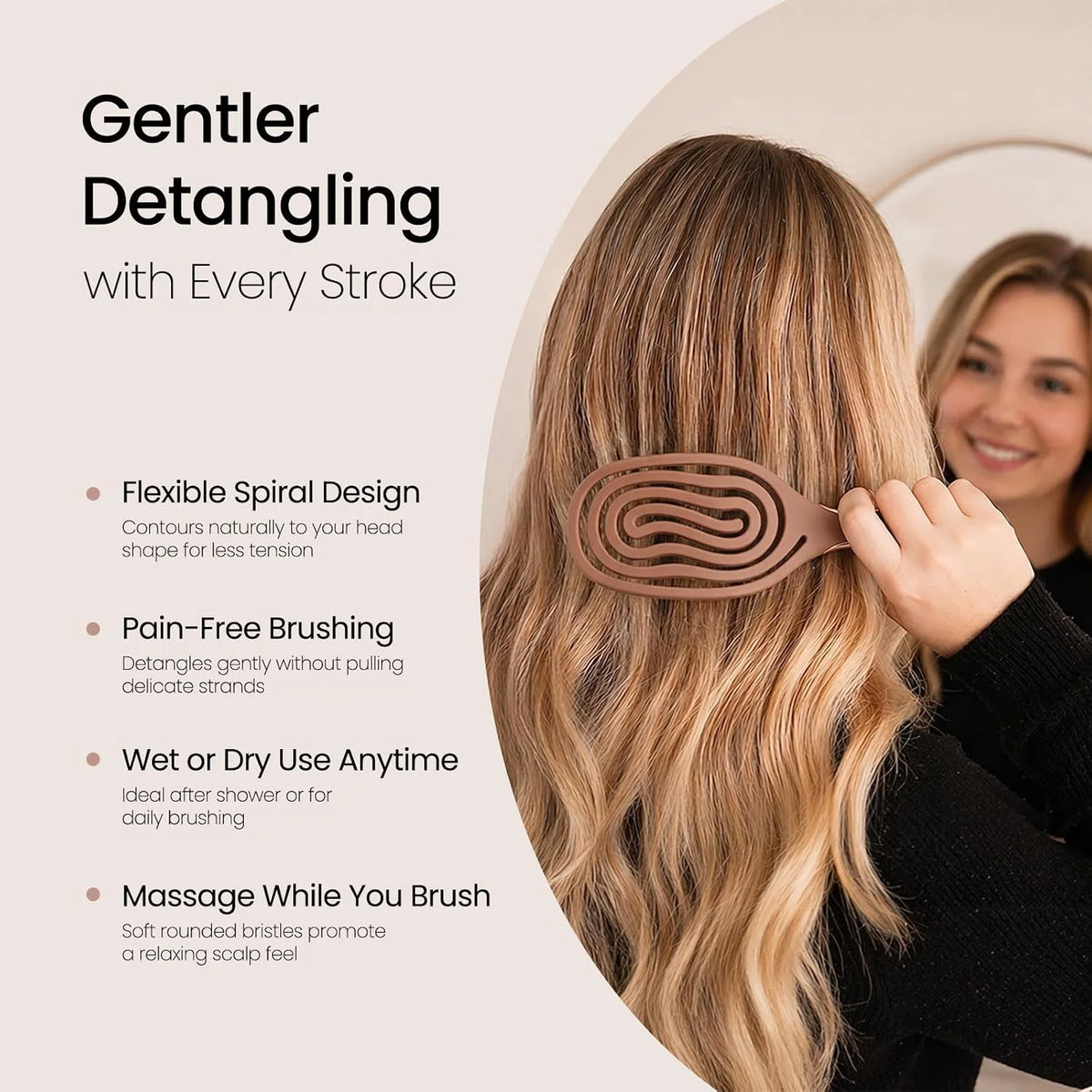 AIMIKE Spiral Flex Hair Brush for Fine Hair, Gentle Detangler for Women