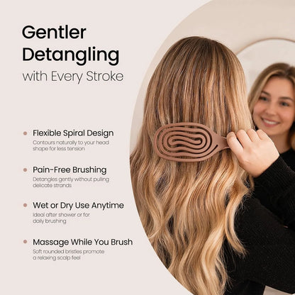 AIMIKE Spiral Flex Hair Brush for Fine Hair, Gentle Detangler for Women