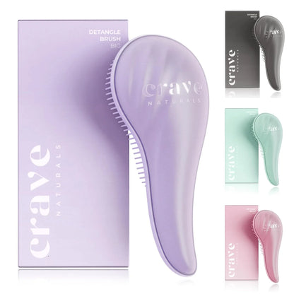 Crave Naturals Detangling Hair Brush Large Turquoise – Glide Thru Hair Detangler Brush for Women, Kids & Toddlers – Gentle Scalp Care, No-Pain Tangle-Free Hairbrush for All Hair Types