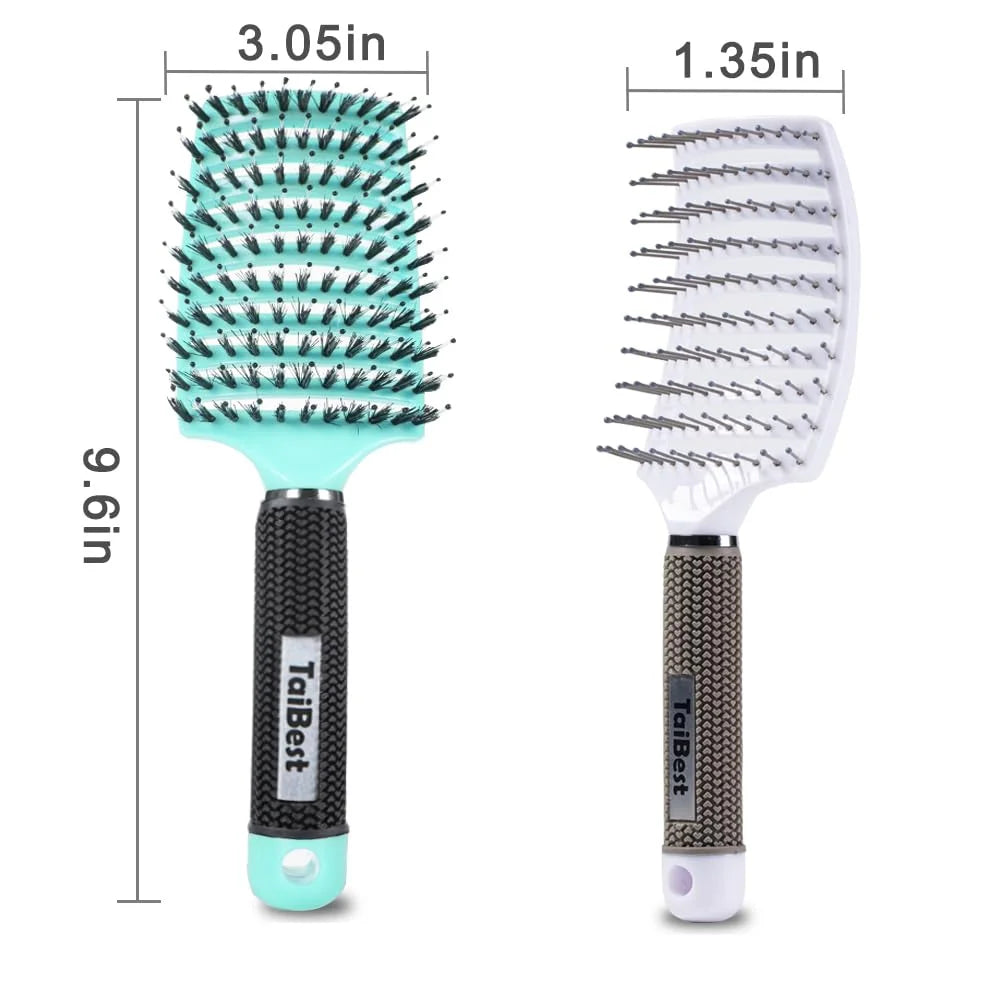 Boar Bristle Hair Brush Set – Wet/Dry Detangler for All Hair Types
