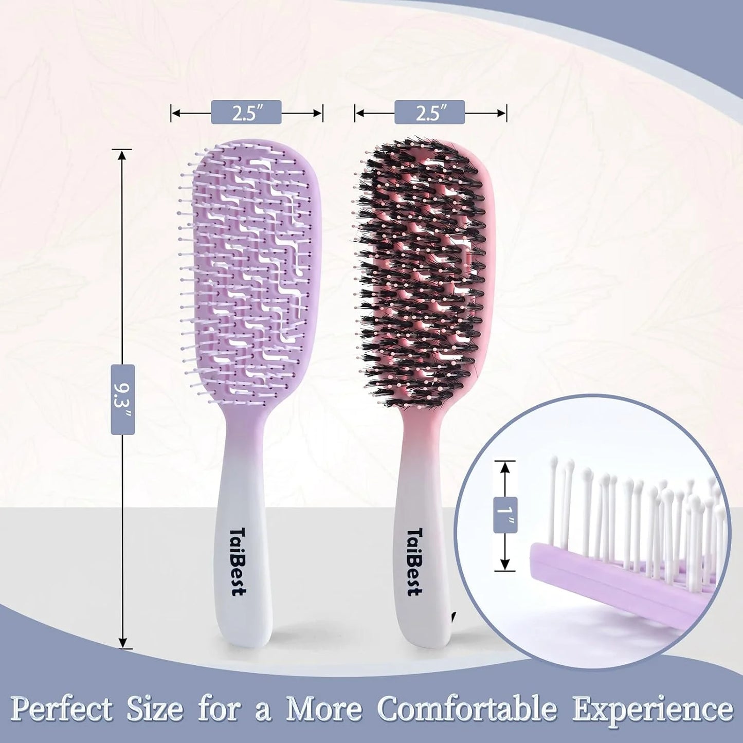 Boar Bristle Hair Brush Set – Wet/Dry Detangler for All Hair Types