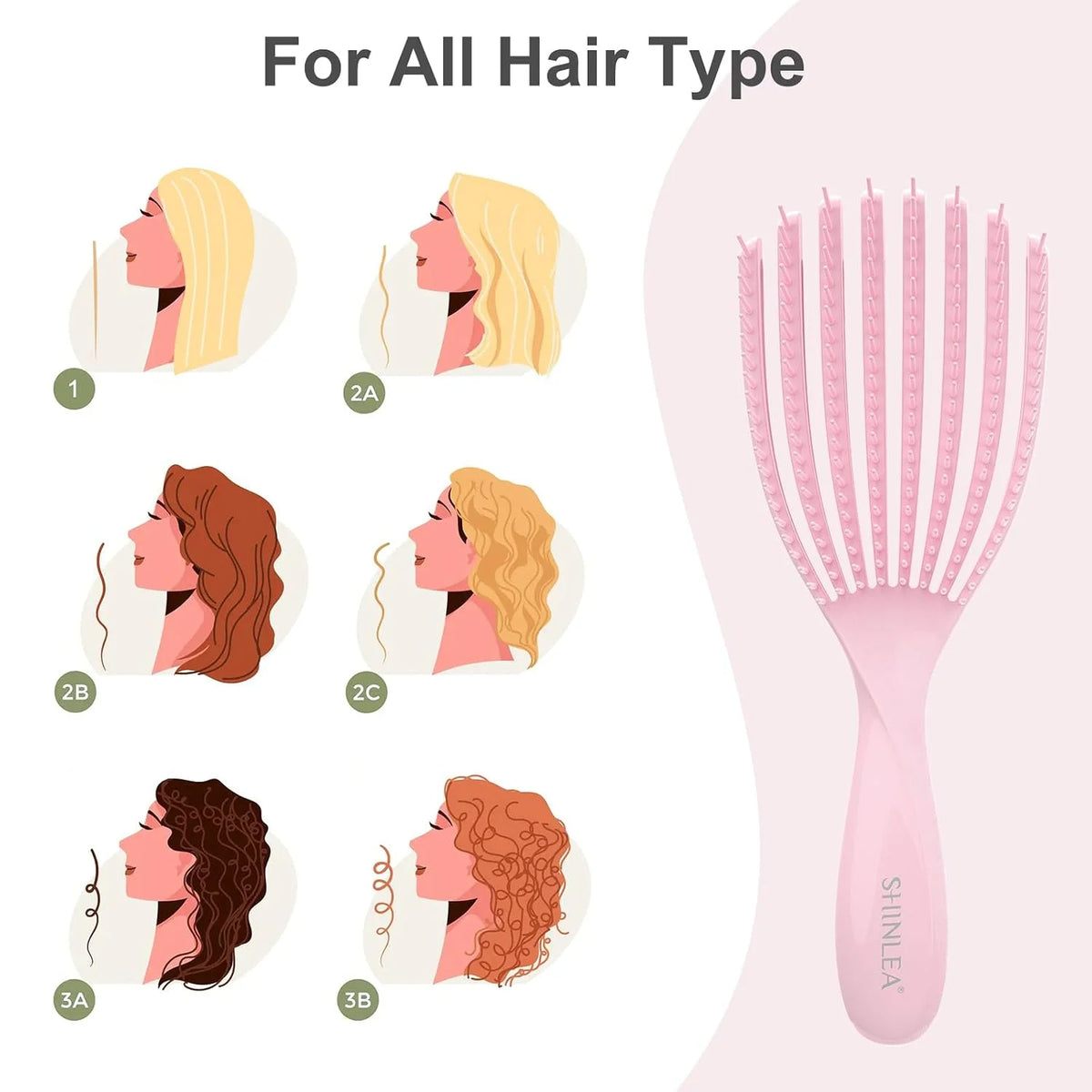SHINLEA Detangler Brush for Curly Hair, Wet Dry Detangling Hair Brush for Thick Thin Wavy Hair, Gentle Detangle Hairbrush Reduces Breakage for Women Men Kids (Purple)