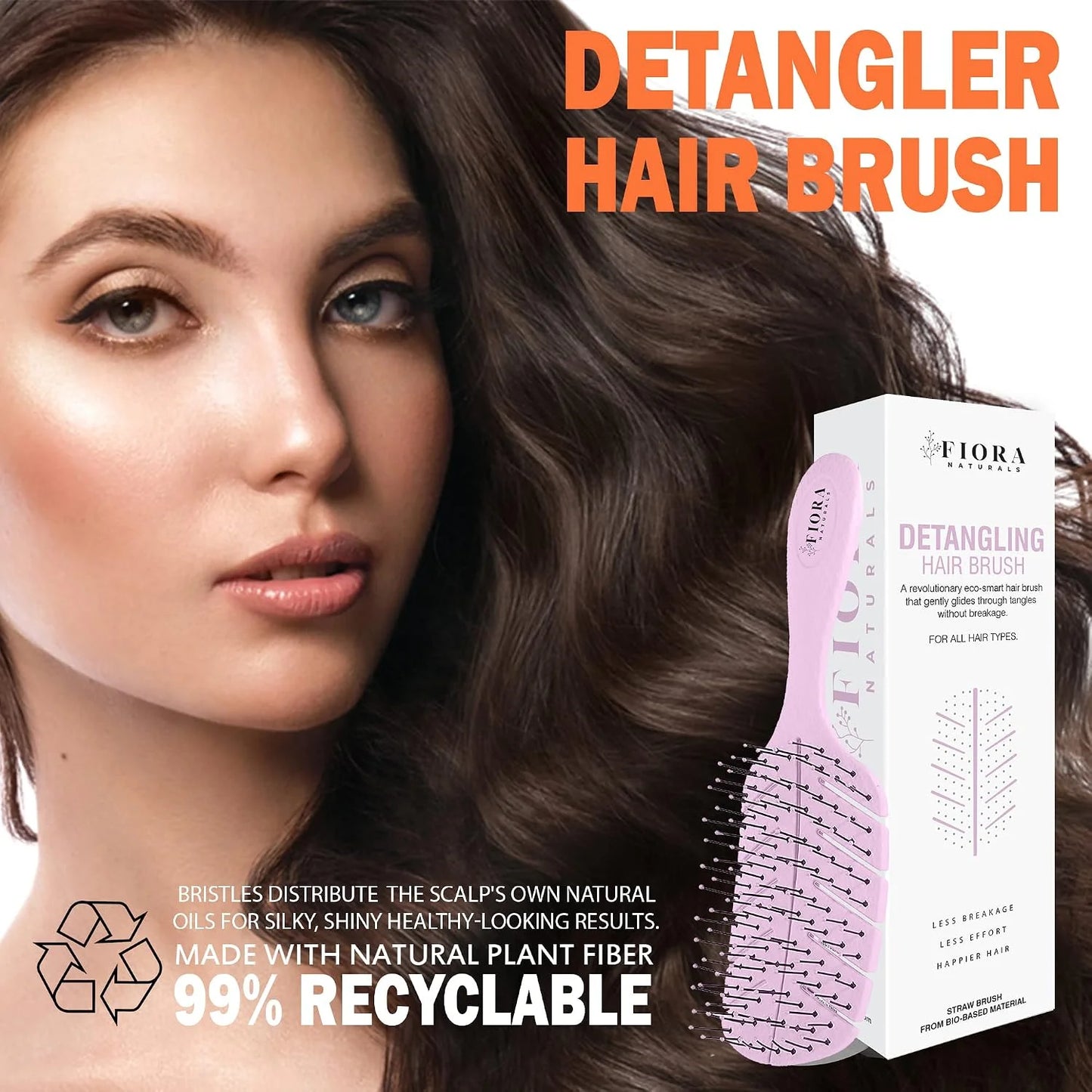 Fiora Naturals Detangler Brush for Wet and Dry Hair, Soft Detangling Brush