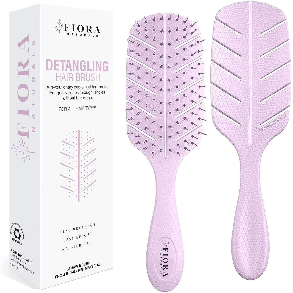 Fiora Naturals Detangler Brush for Wet and Dry Hair, Soft Detangling Brush